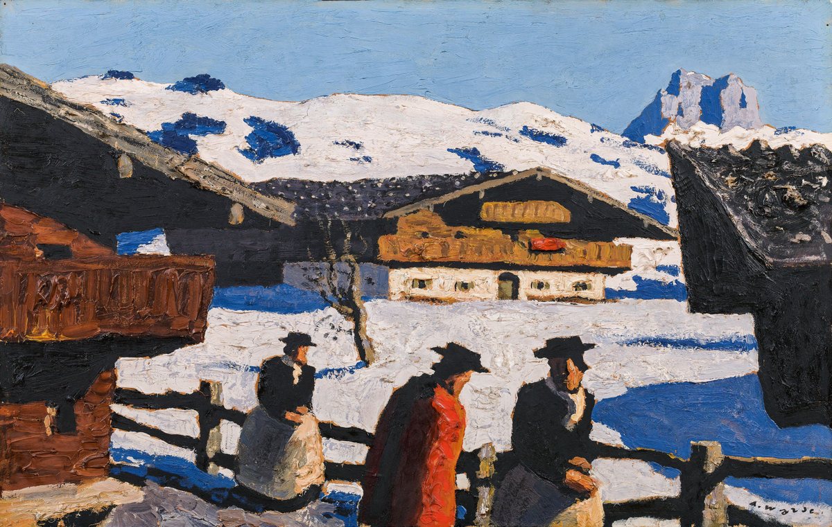 Alfons Walde, "Spätwinter", 1932 (Öl auf Karton, 42,5 x 67 cm)
