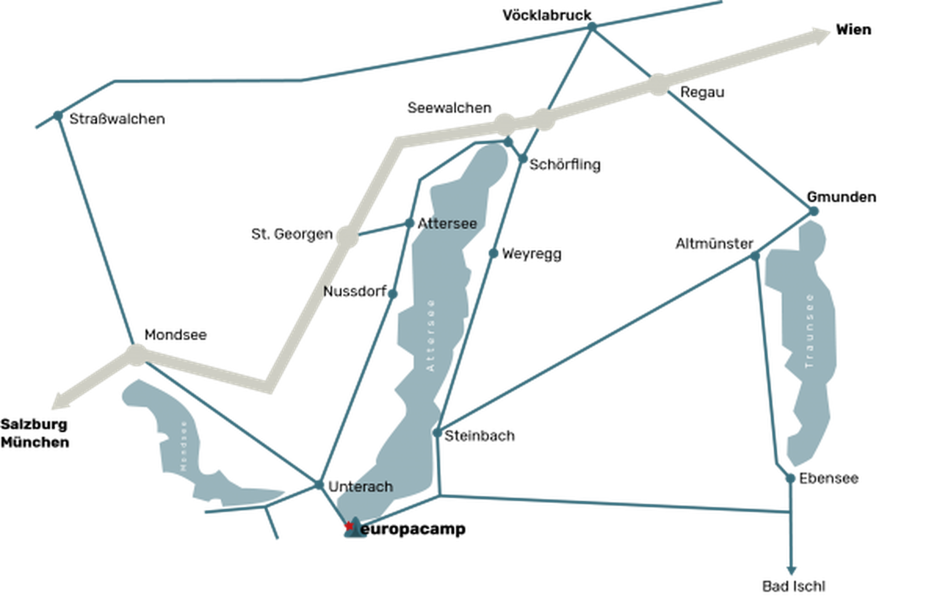 Plan der Attersee-Region