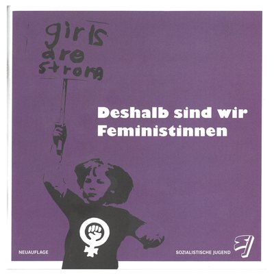 Eine lila Broschüre mit der Aufschrift "Deshalb sind wir Feminst*innen"