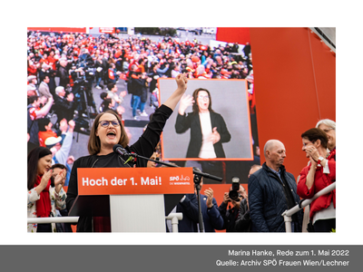 Marina Hanke, Rede zum 1. Mai 2022
Quelle: Archiv SPÖ Frauen Wien/Lechner