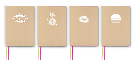 Twill, debossage BLANC: WOW I Stay Disco I Baiser I Coucher de Soleil