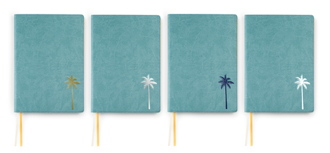 Prince Charming, debossage Palmier Or I Argent & Argent Mat I Bleu Marine I Blanc