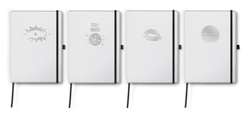 edelweiss, carnet blanc, debossage argent mat, WOW, Stay Disco, Baiser, Coucher de Soleil