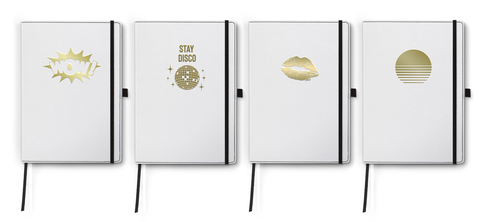 carnet blanc, debossage or, WOW, Stay Disco, Baiser, Coucher de Soleil