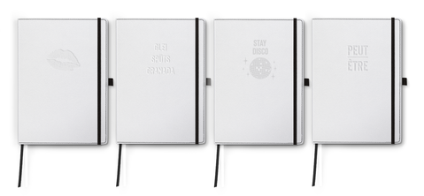carnet blanc, debossage sans couleur