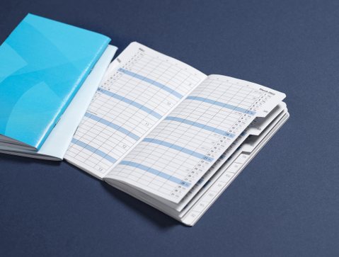 Monatsplaner geheftet mit Registerschnitt